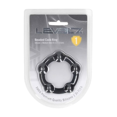 Beaded Silicone Cockring - M - 35mm - Black - 1 2