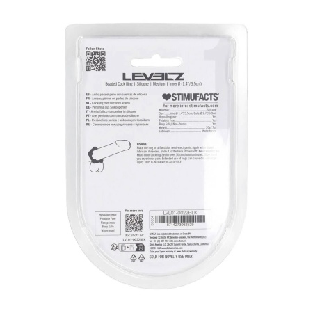 Pierścień erekcyjny LEVELZ Beaded Silicone - koralikowa faktura, silikon platynowy, średnica wewnętrzna 3,5 cm - 3