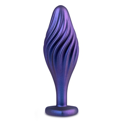 Korek analny Matrix Swirling Bling Plug Sapphire - spiralna tekstura, podstawa StayPut™, długość 11,4 cm - 1 2