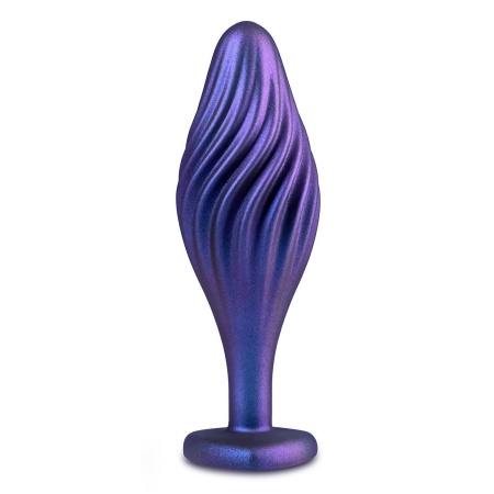 Korek analny Matrix Swirling Bling Plug Sapphire - spiralna tekstura, podstawa StayPut™, długość 11,4 cm - 2