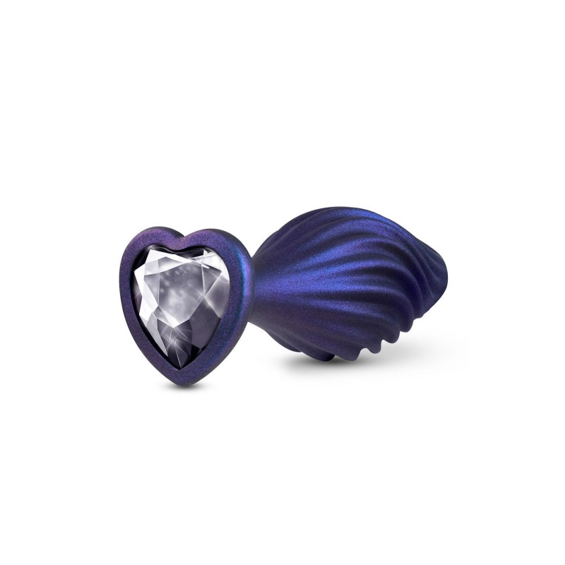 Korek analny Matrix Swirling Bling Plug Sapphire - spiralna tekstura, podstawa StayPut™, długość 11,4 cm - 3