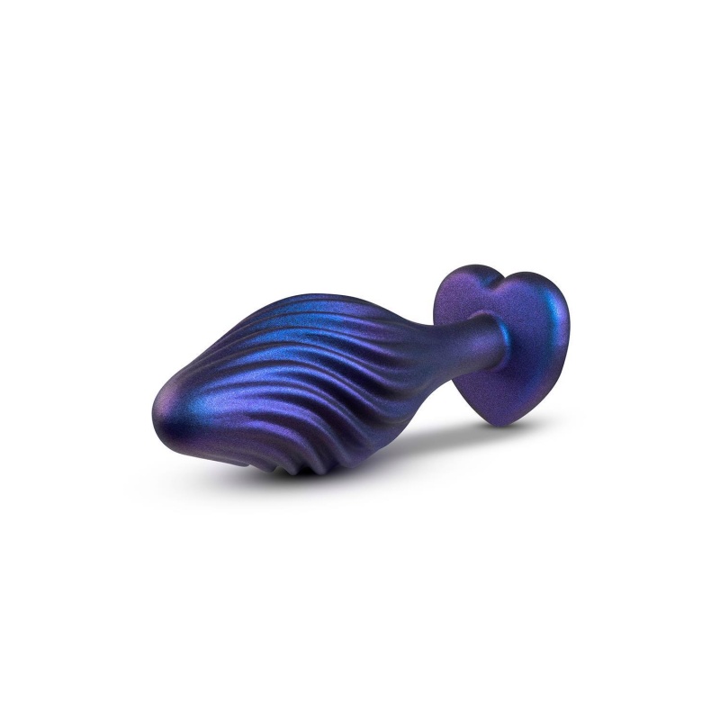 Korek analny Matrix Swirling Bling Plug Sapphire - spiralna tekstura, podstawa StayPut™, długość 11,4 cm - 4