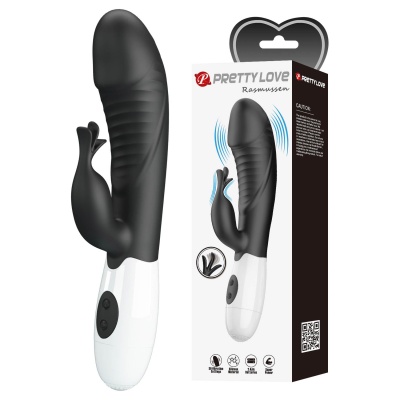 Rasmussen Dual Vibrator Black Edition - elastyczny podwójny stymulator punktu G i łechtaczki, 30 trybów, 19,8 cm - 1