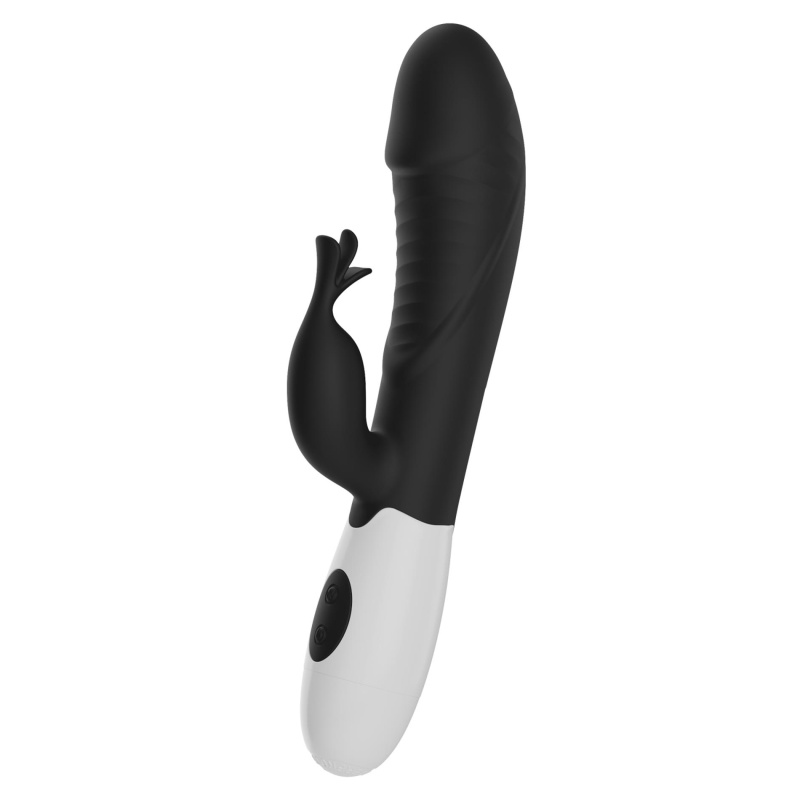 Rasmussen Dual Vibrator Black Edition - elastyczny podwójny stymulator punktu G i łechtaczki, 30 trybów, 19,8 cm - 2