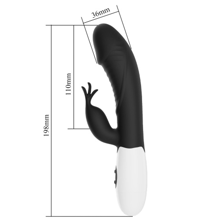Rasmussen Dual Vibrator Black Edition - elastyczny podwójny stymulator punktu G i łechtaczki, 30 trybów, 19,8 cm - 7