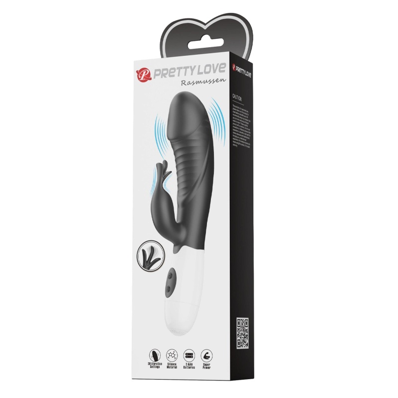 Rasmussen Dual Vibrator Black Edition - elastyczny podwójny stymulator punktu G i łechtaczki, 30 trybów, 19,8 cm - 9