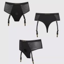 Harness Lingerie Idylle S - czarny - high-waisted thong z 4 odpinanymi paskami do pończoch (talia 66-74 cm) - 8