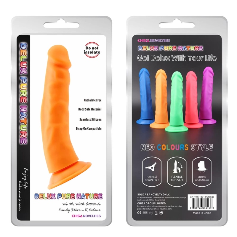 Realistyczne dildo Steven.R-Orange z silikonu, z przyssawką, o długości 22,5 cm - 1