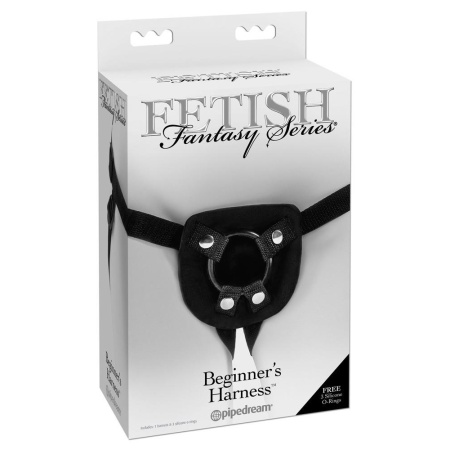 Uprząż strap-on Beginner's Harness Black – regulowana w talii do 112 cm i na udach do 102 cm, 3 pierścienie 3/4/5 cm - 1