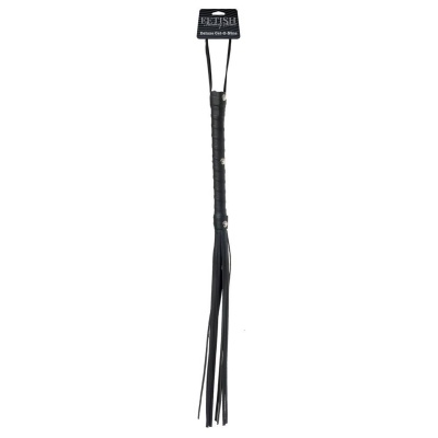 Pejcz Cat O'Nine Deluxe Black – 9 elastycznych rzemieni z pętlą na nadgarstek, długość 65 cm - 1