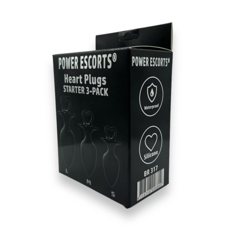 Zestaw korków analnych Heart Plug Anal Starter 3-Pack (S/M/L) – czarne, silikonowe - 3