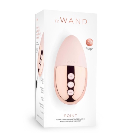 Point Rose Gold - konturowany wibrator lay-on z silikonu i stali nierdzewnej, 9,6 cm - 1