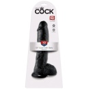 King Cock 10 inch Balls Black — realistyczny dildo z jądrami i podstawą z przyssawką, długość 25,4 cm - 1