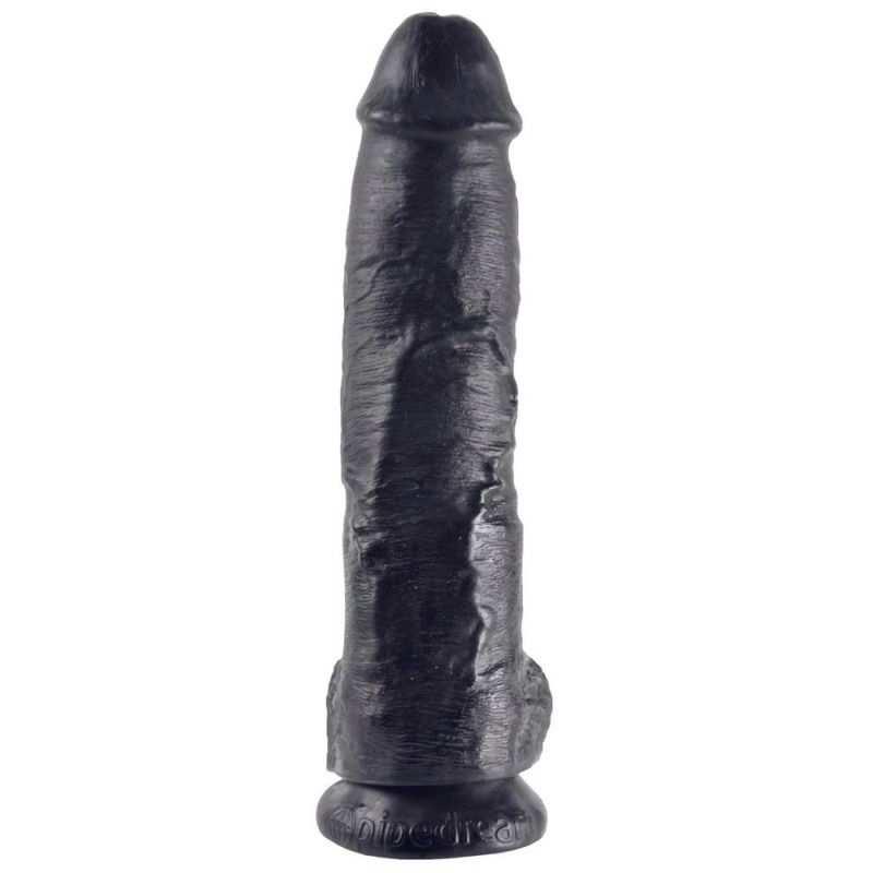 King Cock 10 inch Balls Black — realistyczny dildo z jądrami i podstawą z przyssawką, długość 25,4 cm - 3