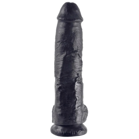 King Cock 10 inch Balls Black — realistyczny dildo z jądrami i podstawą z przyssawką, długość 25,4 cm - 3
