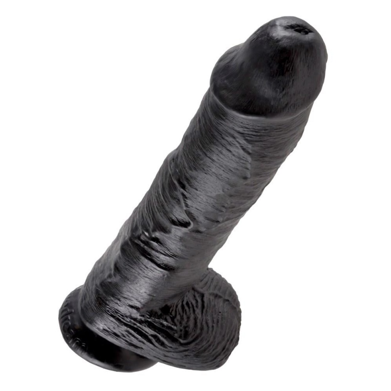 King Cock 10 inch Balls Black — realistyczny dildo z jądrami i podstawą z przyssawką, długość 25,4 cm - 5
