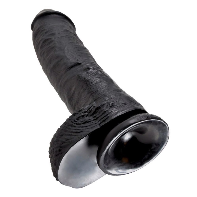 King Cock 10 inch Balls Black — realistyczny dildo z jądrami i podstawą z przyssawką, długość 25,4 cm - 6