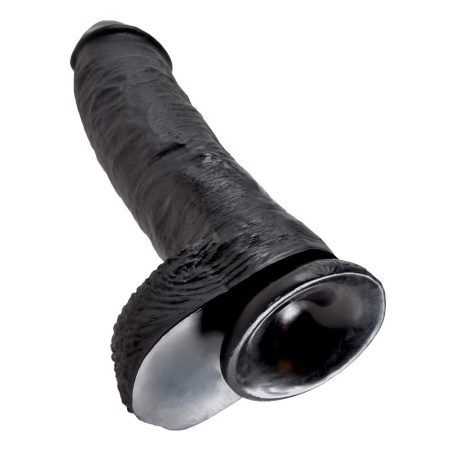 King Cock 10 inch Balls Black — realistyczny dildo z jądrami i podstawą z przyssawką, długość 25,4 cm - 6