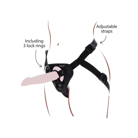 Uprząż strap-on Get Real z regulowanymi paskami i pierścieniami o średnicy 3,5–5 cm - 1