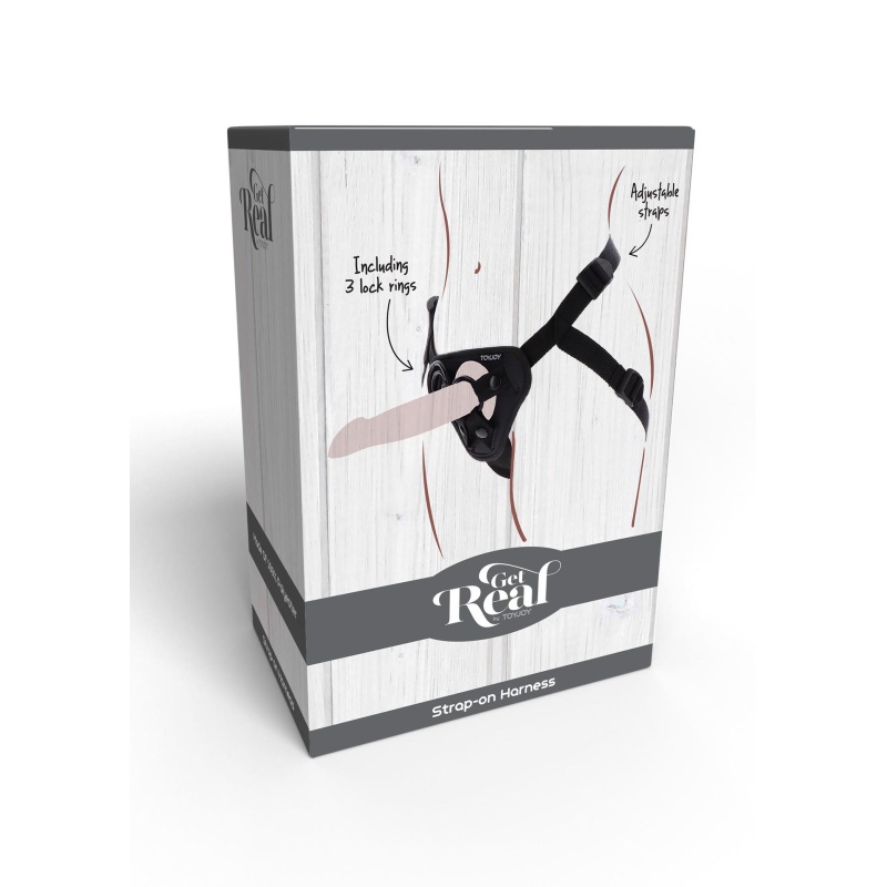 Uprząż strap-on Get Real z regulowanymi paskami i pierścieniami o średnicy 3,5–5 cm - 2