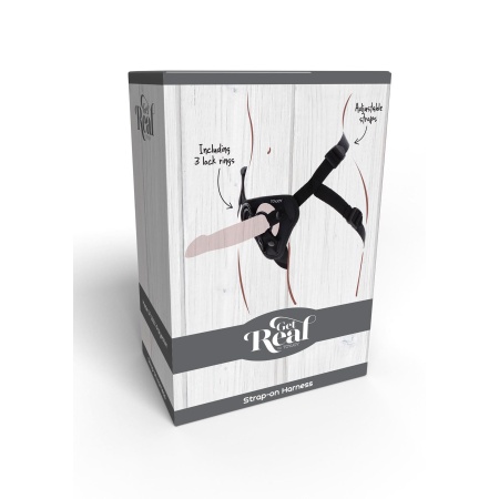 Uprząż strap-on Get Real z regulowanymi paskami i pierścieniami o średnicy 3,5–5 cm - 2
