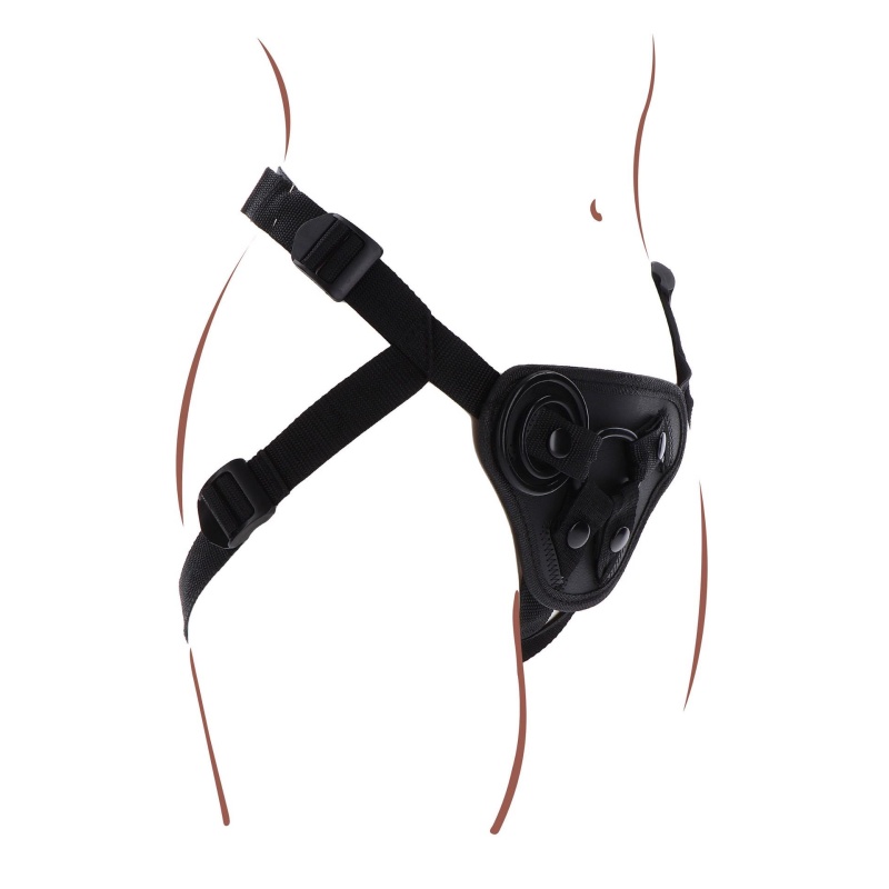Uprząż strap-on Get Real z regulowanymi paskami i pierścieniami o średnicy 3,5–5 cm - 12