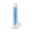 Dildo Bruce Glow Blue 16,5 cm - dwuwarstwowy silikon świecący w ciemności - 3