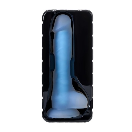 Dildo Bruce Glow Blue 16,5 cm - dwuwarstwowy silikon świecący w ciemności - 6