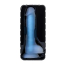 Dildo Bruce Glow Blue 16,5 cm - dwuwarstwowy silikon świecący w ciemności - 6