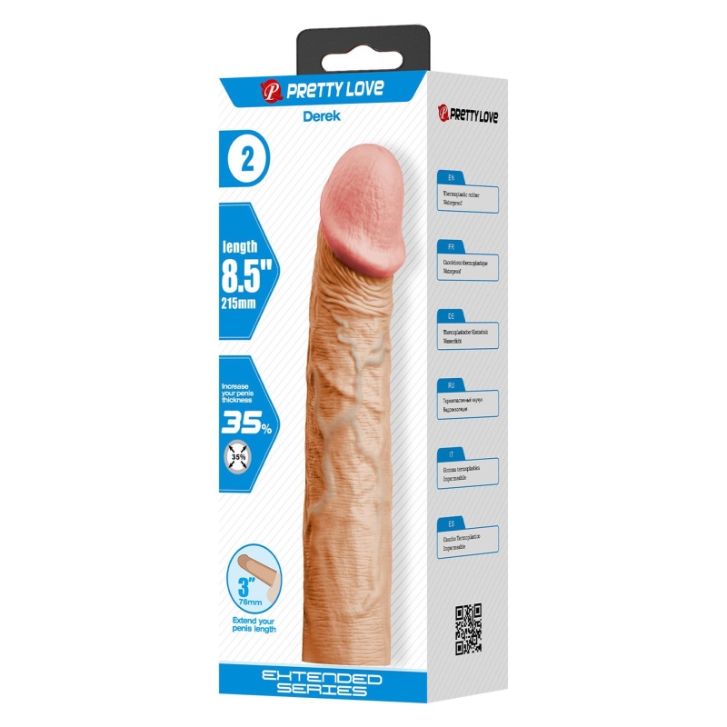 Nakładka na penisa Derek - przedłużenie 7,6 cm, długość całkowita 21,5 cm - 14