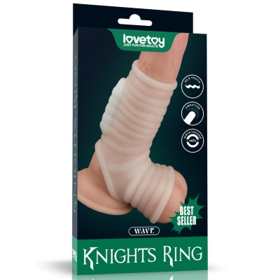 Wibrujący pierścień erekcyjny na penisa i mosznę Wave Knights Ring 14 cm, biały - 1