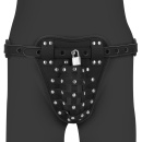 PU Leather Chastity Jock - Black - 1