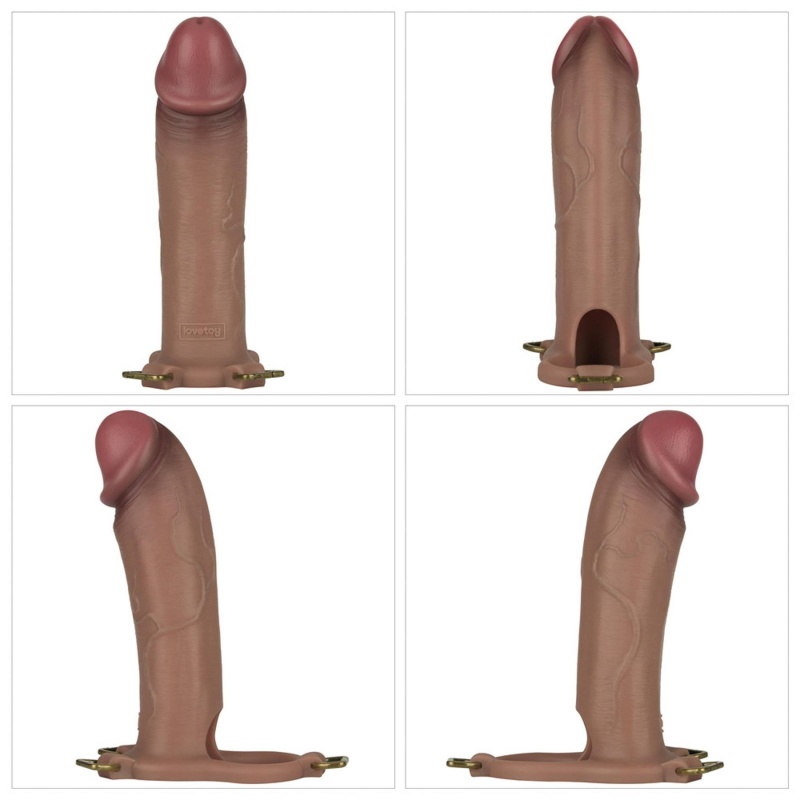 Zestaw strap-on Ingen 10'' (25,4 cm) z pustym dildem silikonowym i prętem, rozmiary L/XL/2XL, kolor cielisty - 11