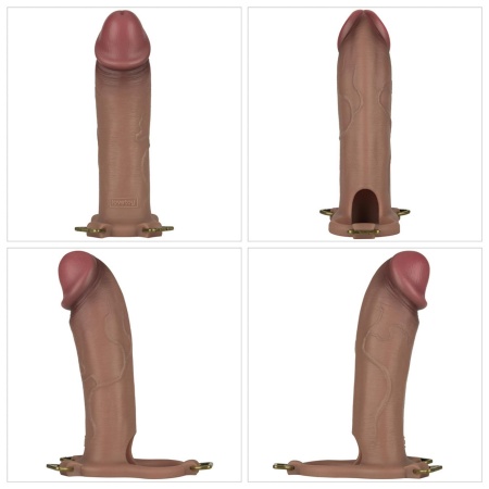 Zestaw strap-on Ingen 10'' (25,4 cm) z pustym dildem silikonowym i prętem, rozmiary L/XL/2XL, kolor cielisty - 11