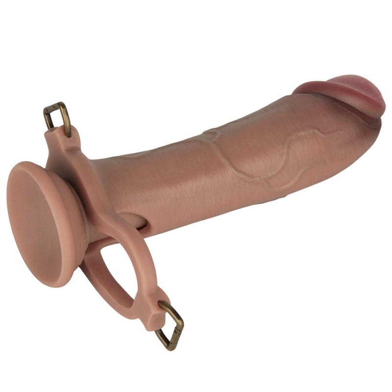 Zestaw strap-on Ingen 10'' (25,4 cm) z pustym dildem silikonowym i prętem, rozmiary L/XL/2XL, kolor cielisty - 14