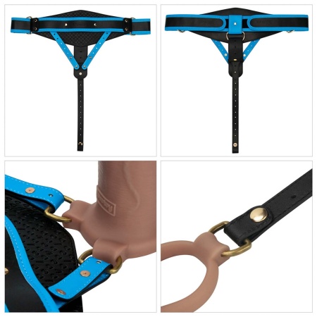 Zestaw strap-on Ingen 10'' (25,4 cm) z pustym dildem silikonowym i prętem, rozmiary L/XL/2XL, kolor cielisty - 35