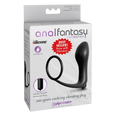ANAL FANTASY COLLECTION ASS-GASM COCKRING VIBRATING PLUG BLACK - 1 2