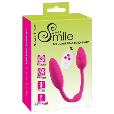 RC Double Pleasure Love Balls – podwójny wibrator bullet z pilotem, silikon, 2×10 trybów, 28,1 cm - 1