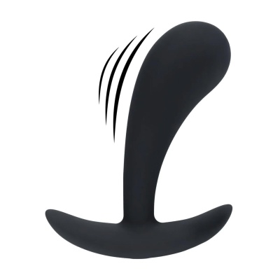 Vibrating Silicone Prostate Stimulator Anal Plug - M - Black - 1