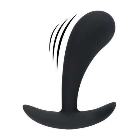 Vibrating Silicone Prostate Stimulator Anal Plug - M - Black - 1