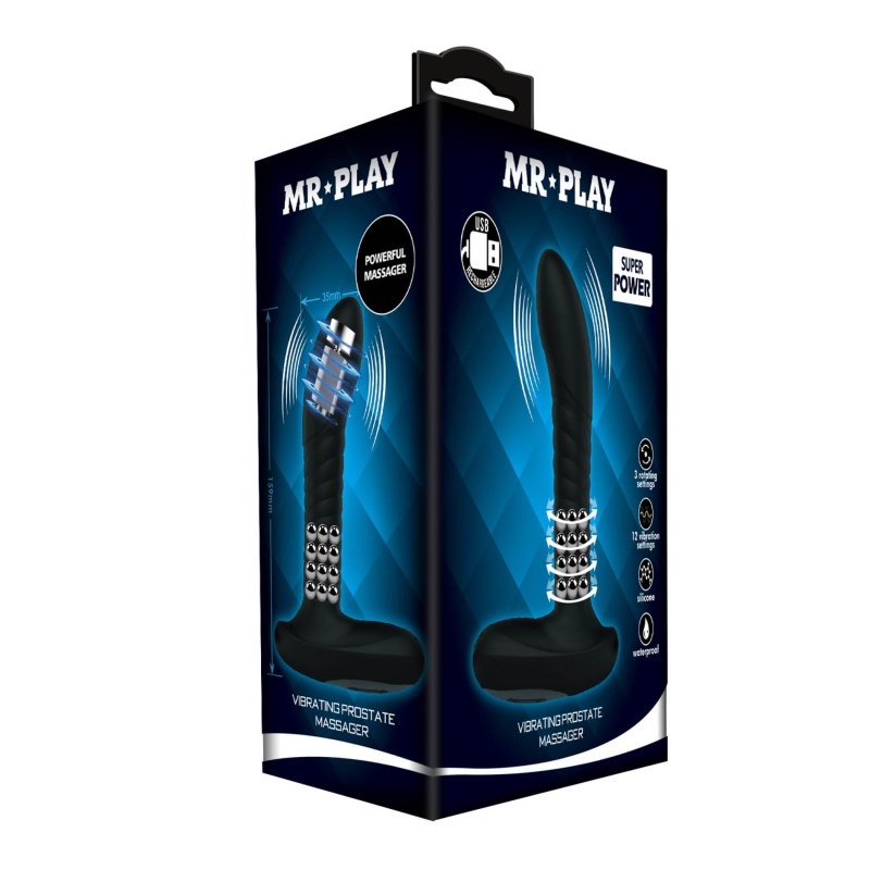 Masażer prostaty Mr. Play Powerful - rotacyjny, z wibracjami, 15,9 cm - 7