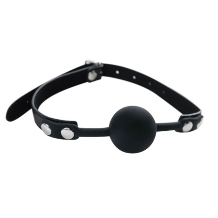 Black silicone ball gag with adjustable straps - 1