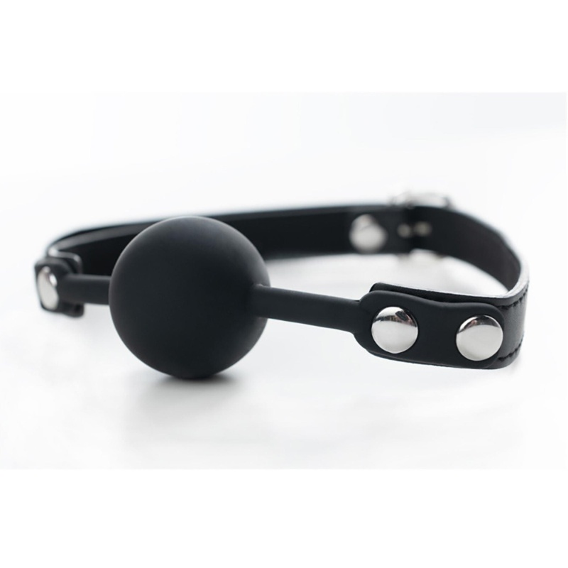 Black silicone ball gag with adjustable straps - 2