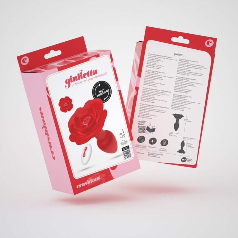 Analny plug obrotowy Giulietta 7,7 cm czerwony - 8