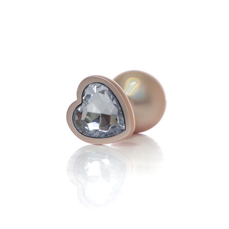 Plug-Jewellery Pearl Gold Heart PLUG- Clear M - 4