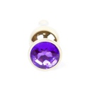 Biżuteria analna Jewellery Gold Purple - anatomiczny korek ze stali nierdzewnej z szeroką podstawą, 9,5 cm - 1