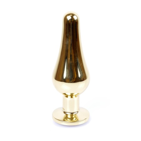 Biżuteria analna Jewellery Gold Purple - anatomiczny korek ze stali nierdzewnej z szeroką podstawą, 9,5 cm - 6