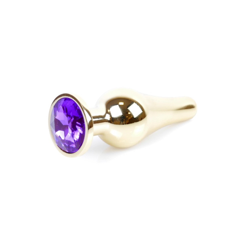 Biżuteria analna Jewellery Gold Purple - anatomiczny korek ze stali nierdzewnej z szeroką podstawą, 9,5 cm - 7