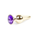Biżuteria analna Jewellery Gold Purple - anatomiczny korek ze stali nierdzewnej z szeroką podstawą, 9,5 cm - 7
