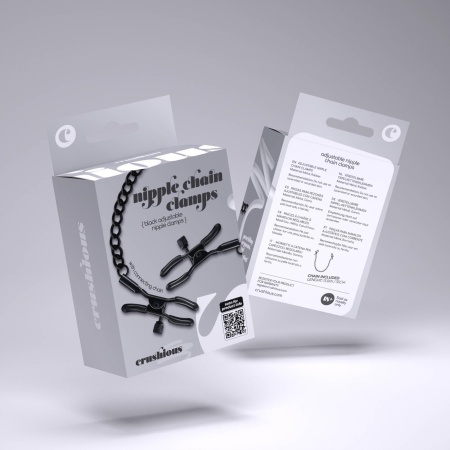 Crushious Regulowane klipsy na sutki z łańcuszkiem – czarne - 6